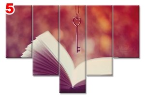 KALPLI ANAHTAR KITAP 7 STİL 5 PARÇALI KANVAS TABLO