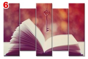 KALPLI ANAHTAR KITAP 7 STİL 5 PARÇALI KANVAS TABLO