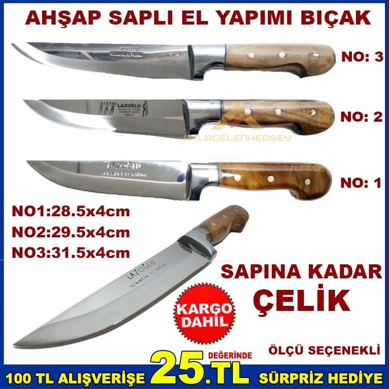 SÜRMENE EL YAPIMI ÇEKİÇ DÖVME KURBAN BIÇAĞI BOY SEÇENEKLİ
