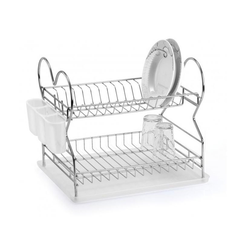 Krom Kaplama 2 Katlı Demonte Tabaklık - Bulaşık Sepeti - Bulaşıklık 516