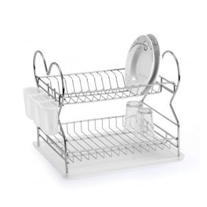 Krom Kaplama 2 Katlı Demonte Tabaklık - Bulaşık Sepeti - Bulaşıklık 516