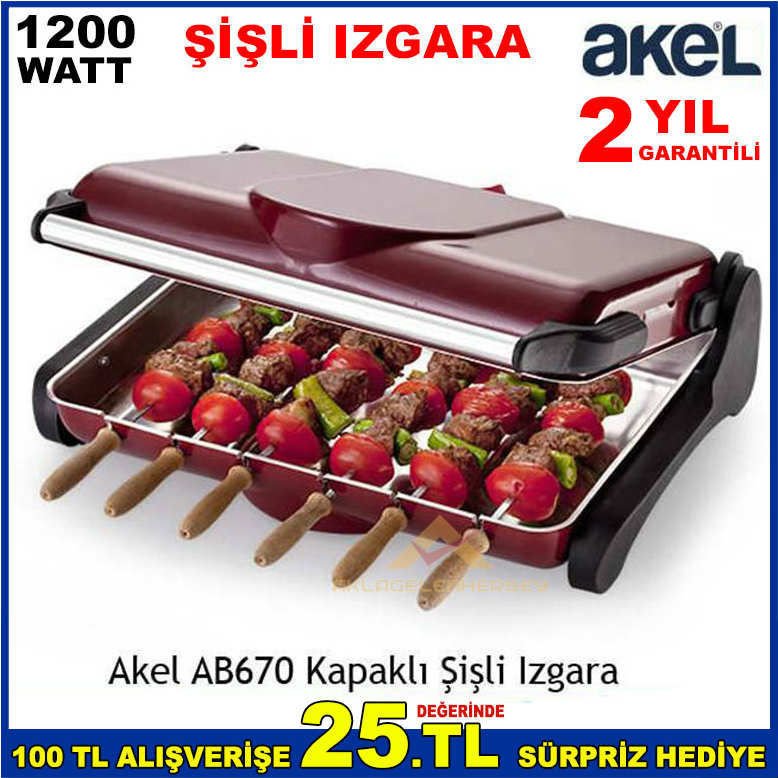 AKEL OCAKBAŞI ELEKTİRİKLİ ŞİŞLİ IZGARA 1200W