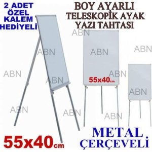 Boy Ayarlı Teleskopik Ayak Metal Çerçeve Ayaklı Yazı Tahtası 55x4