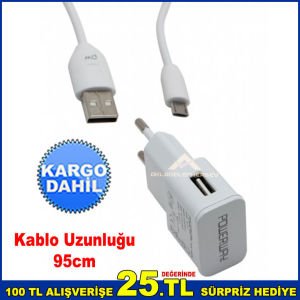 Cep Telefonu Şarj Cihazı 95cm Kablo Uzunluğunda Mikro USB Girişli Hızlı Şarj Aleti-1