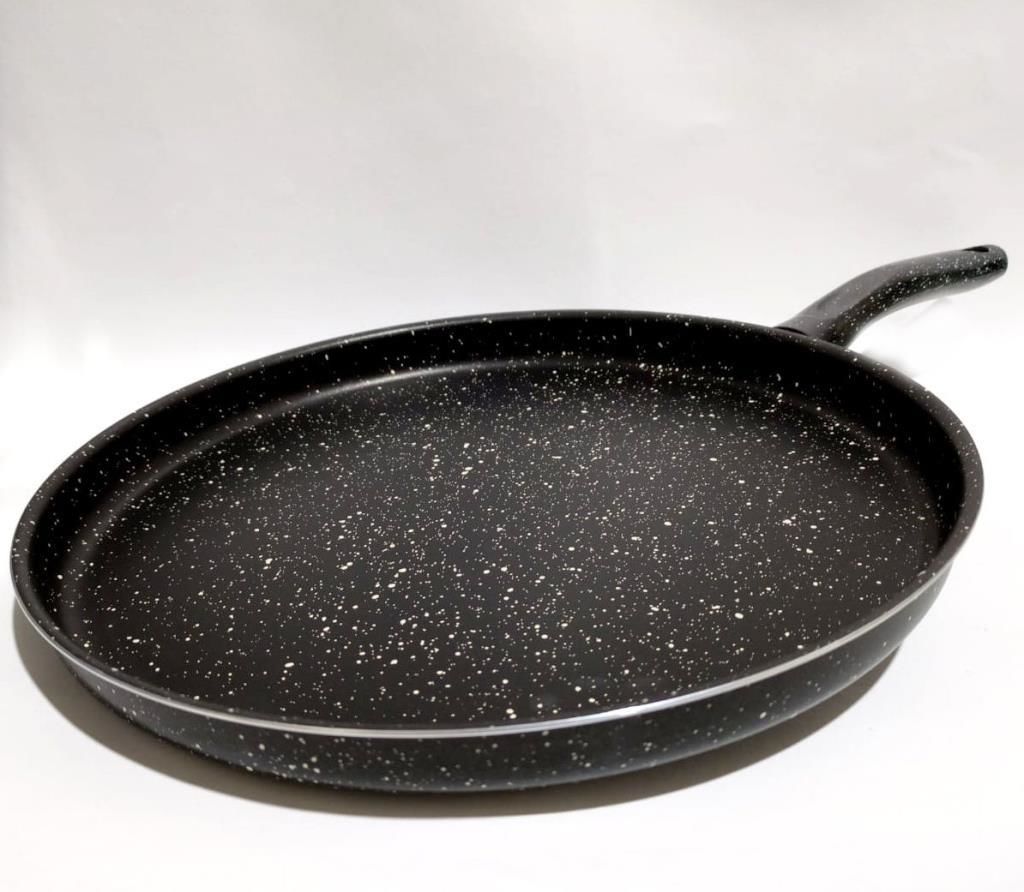 32cm Tek Saplı Granit Gözleme Bazlama Krep Tavası 2cm Az Derin Alüminyum üzeri Granit Kaplı Sığ Tava