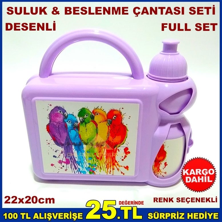 KargoDahil FULLSET SULUK İLE BİRLİKTE OKUL BESLENME ÇANTASI