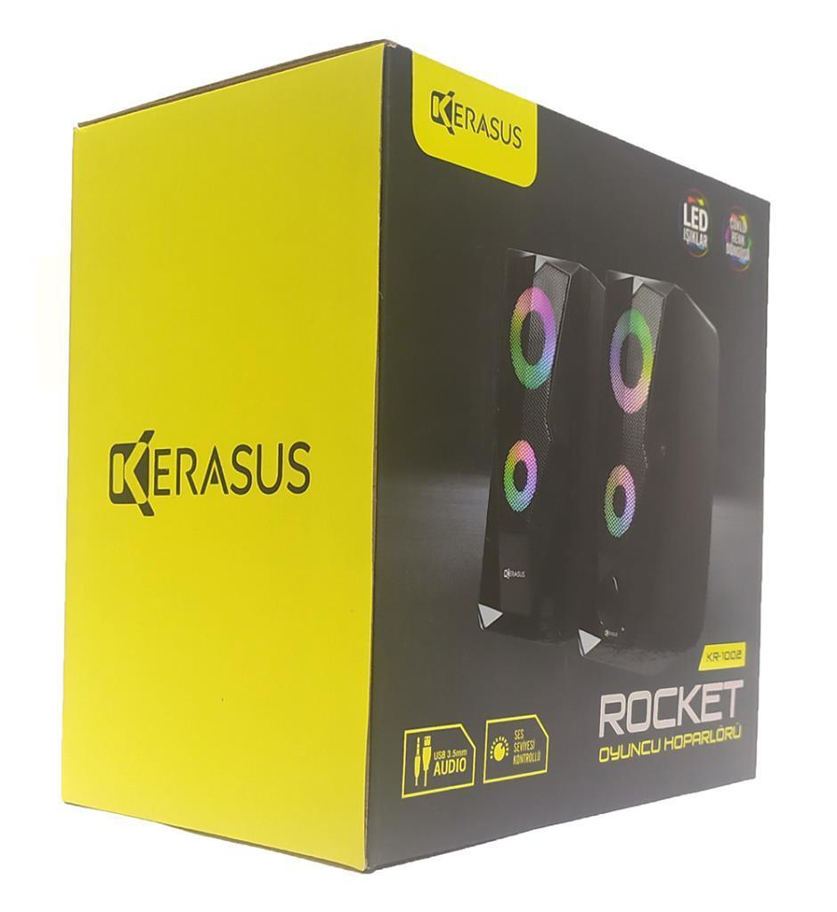 Kerasus KR-1002 Rocket 1+1 Kendiliğinden Değişen LED Işık Efektli  Oyuncu Hoparlörü Speaker