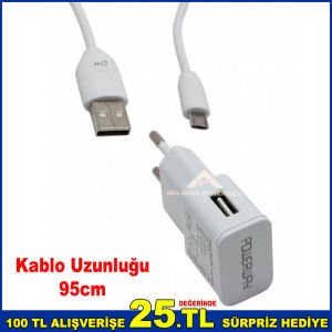 Cep Telefonu Şarj Cihazı 95cm Kablo Uzunluğunda Mikro USB Girişli Hızlı Şarj Aleti-1