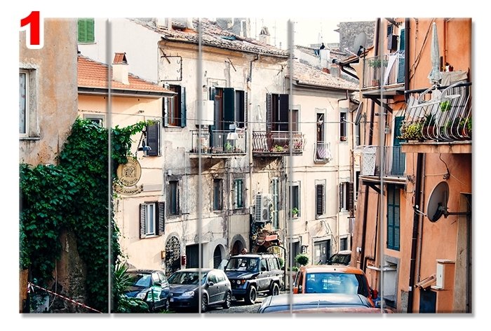 ITALYA SOKAKLARI 7 STİL 5 PARÇALI KANVAS TABLO