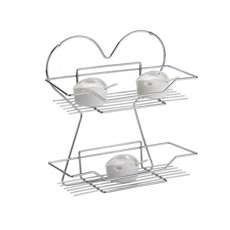 1. Kalite Krom Kaplama Kalpli Baharatlık - Mutfak Rafı - Çok Amaçlı Paslanmaz Çelik Raf 528