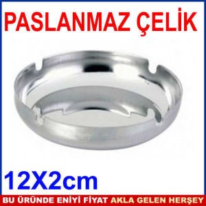 Restaurant tipi çelik küllük 12x2cm ebatlarında paslanmaz çelik kül tablası,kaliteli kahveci küllüğü