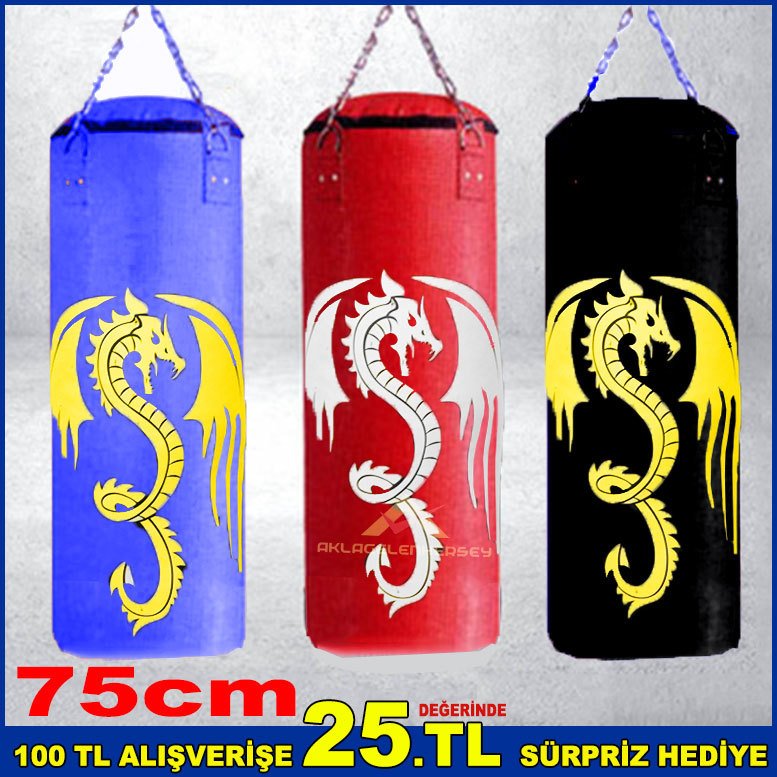 Box Torbası Sıkıştırılmış Elyaf ile Doldurulmuş 75cm Uzunluğunda Asılabilir Kaliteli Kum Torbası