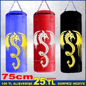 Box Torbası Sıkıştırılmış Elyaf ile Doldurulmuş 75cm Uzunluğunda Asılabilir Kaliteli Kum Torbası