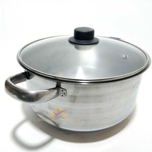 28cm BÜYÜKBOY PASLANMAZ ÇELİK CAMKAPAKLI TENCERE