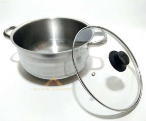 28cm BÜYÜKBOY PASLANMAZ ÇELİK CAMKAPAKLI TENCERE