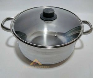 28cm BÜYÜKBOY PASLANMAZ ÇELİK CAMKAPAKLI TENCERE