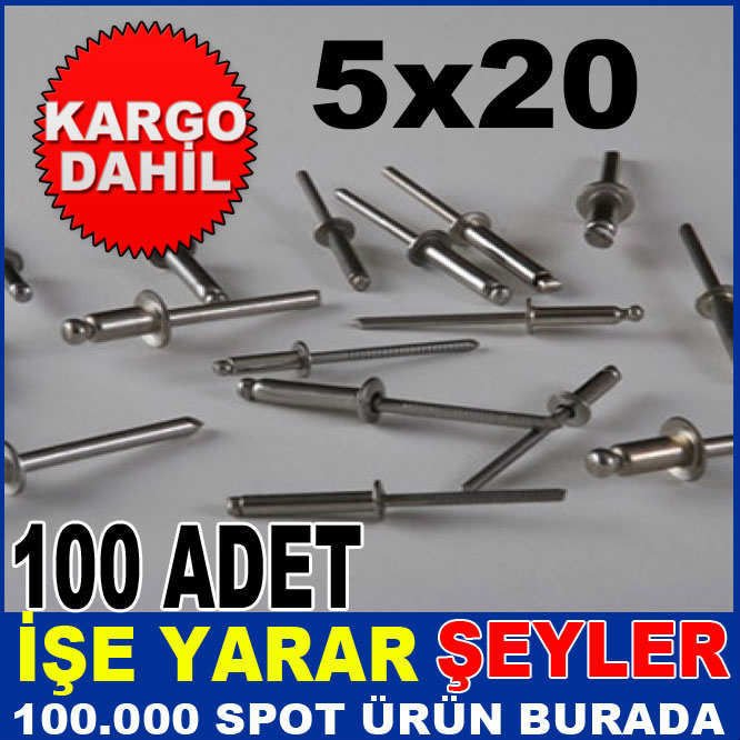 5x20 ÇELİK POP PERÇİN 100 ADET FİYATI -2