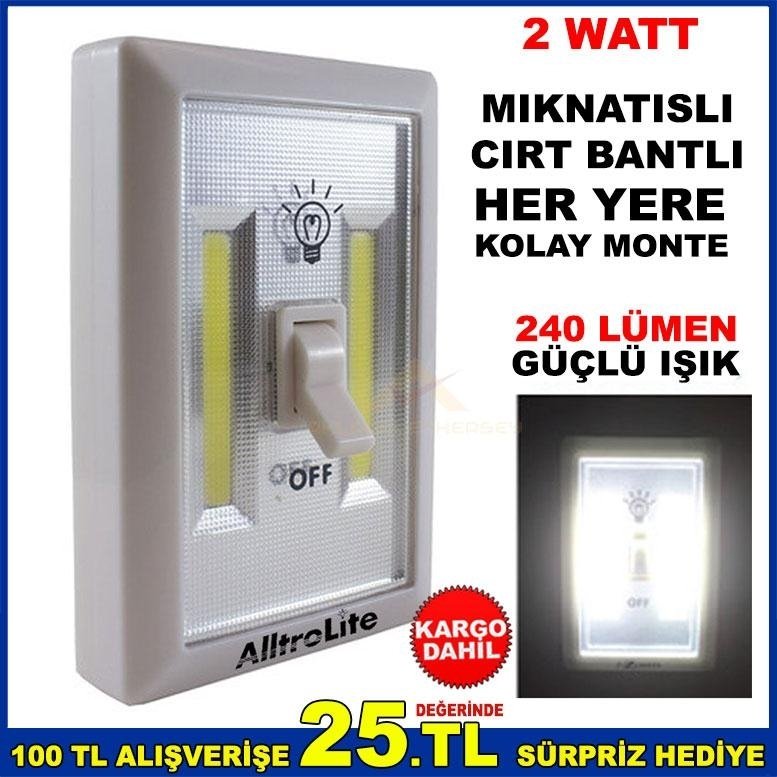 AÇ KAPA ANAHTARLI KABLOSUZ 2watt COB LED IŞILDAK