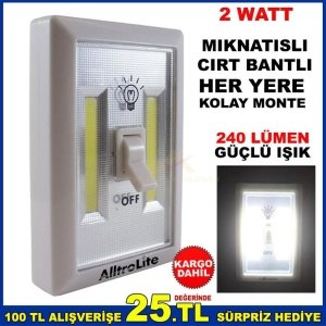 AÇ KAPA ANAHTARLI KABLOSUZ 2watt COB LED IŞILDAK