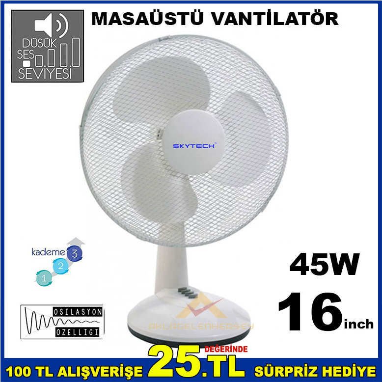 SKYTECH 16'' 3 KADEME SESSİZ MASAÜSTÜ VANTİLATÖR