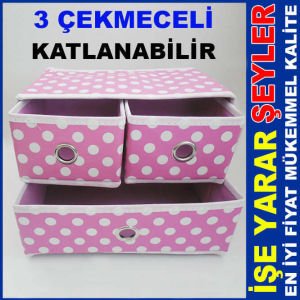 3 ÇEKMECELİ KATLANABİLİR ÇOK AMAÇLI KUTU