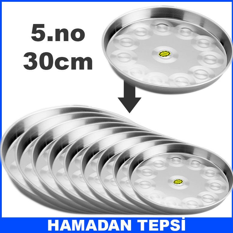 5.no 30cm Ömür Boyu Garantili Paslanmaz Çelik Fırın Tepsisi Kolay Isınıp Soğuyan Hamadan Tepsi
