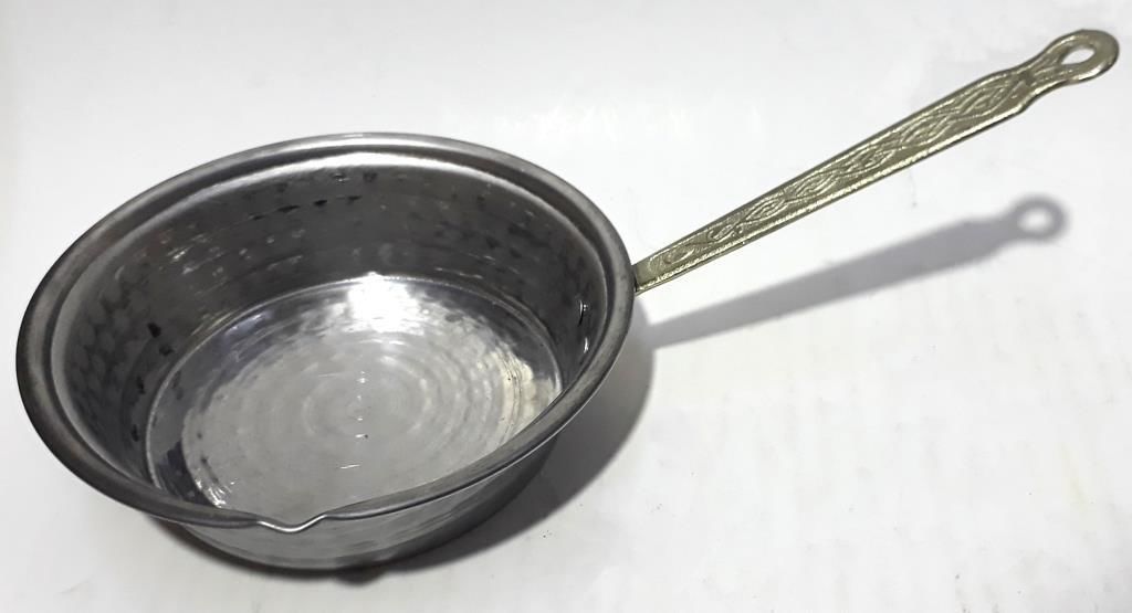 Tek Saplı Çekiç Dövme Paslanmaz Mat Çelikten 13cm Çapta Sos Tavası Soslar İçin Pratik Tava