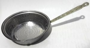 Tek Saplı Çekiç Dövme Paslanmaz Mat Çelikten 13cm Çapta Sos Tavası Soslar İçin Pratik Tava