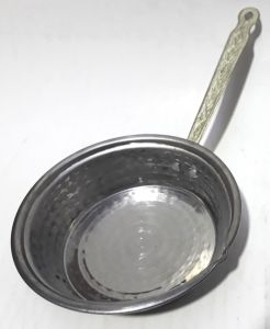 Tek Saplı Çekiç Dövme Paslanmaz Mat Çelikten 13cm Çapta Sos Tavası Soslar İçin Pratik Tava