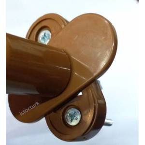 2 Adet Ömür Boyu Garantili Kahverengi PVC Doğrama Pencere Kolu Demir Takviyeli+Montaj Vidalar Dahil