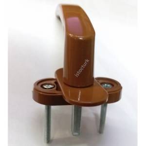 2 Adet Ömür Boyu Garantili Kahverengi PVC Doğrama Pencere Kolu Demir Takviyeli+Montaj Vidalar Dahil