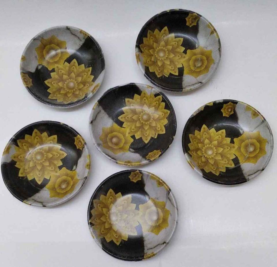 Plastik çay tabağı dekorlu 6 adet