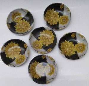 Plastik çay tabağı dekorlu 6 adet