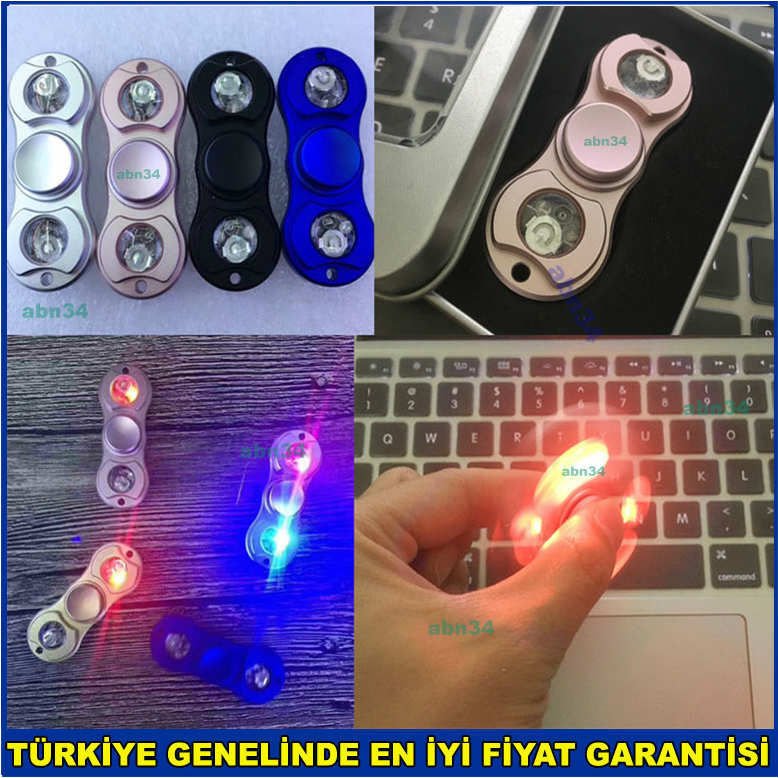 Metal Kutulu Işıklı Metal Stres Çarkı Çelik Rulmanlı Orjinal Hand Spinner Süper Dönüşlü Işıklı Çark