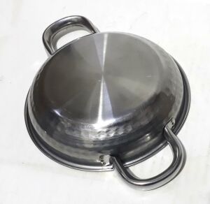 Çift Saplı Çekiç Dövme Paslanmaz Mat Çelikten 16cm Yumurta Tavası 35mm Derinlikte Sahan Yumurta Tava