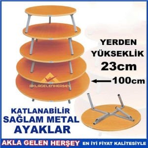 Katlanan Sağlam Ayaklı 100cm Yuvarlak Yer Sofrası KATLANABİLİR METAL AYAKLI AHŞAP YER SOFRASI