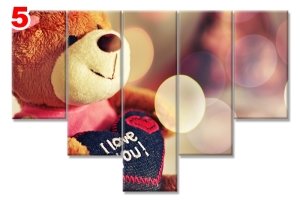 I LOVE YOU 7 STİL 5 PARÇALI KANVAS TABLO