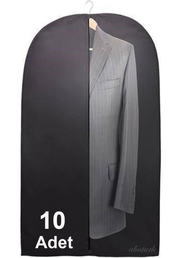 10 Adet Nonwoven 100x63 Nefes Alan Fermuarlı Takım Elbise Kılıfı Toz Tutmaz