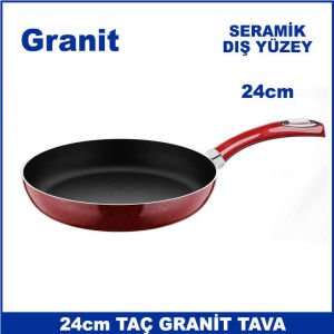 Seramik Dış Yüzey 24cm Taç Granit Tava - Eşit Isı Dağılımı ve Isıyı Hapseden 1. Kalite Granit Tava