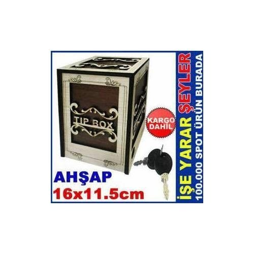 Tip Box Ahşap Bahşiş Kutusu Dekoratif Oyma İşlemeli Tip Kutusu Ti