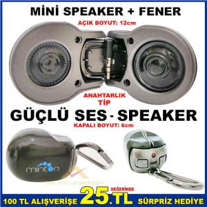 ANAHTARLIK TİP ŞARJLI POCKET MİNİ SPEAKER+FENER