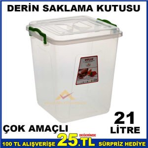 ÇOK AMAÇLI KAPAKLI DERİN SAKLAMA KUTUSU 21 LİTRE