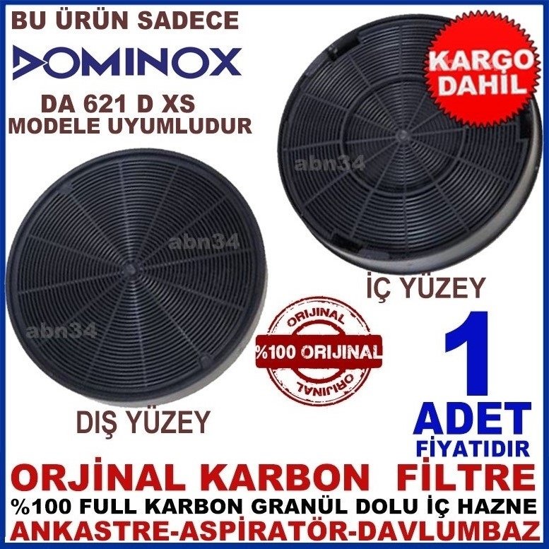 DOMINOX 621 D XS MODEL ANKASTRE DAVLUMBAZ GRANÜL KARBONLU FİLTRE