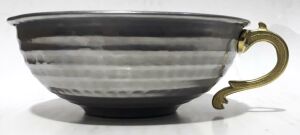 Pirinç Kulplu Çelik Dövme Geniş Ağızlı Mat Çelikten 13cm Maşrafa 5cm Derinlikte Paslanmaz Çelikten