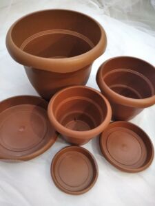 1 adet 5no Ø39x34cm 23 Litre Toprak Rengi Tabaklı Çiçek Saksısı Toprak Çökmesi önleyen özel içyapı