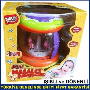 Rengarenk ışıklı dönerli atlı karıncalı,Sarkı söyleyen,ninni anlatan masalcı mini kaya davul sesleri