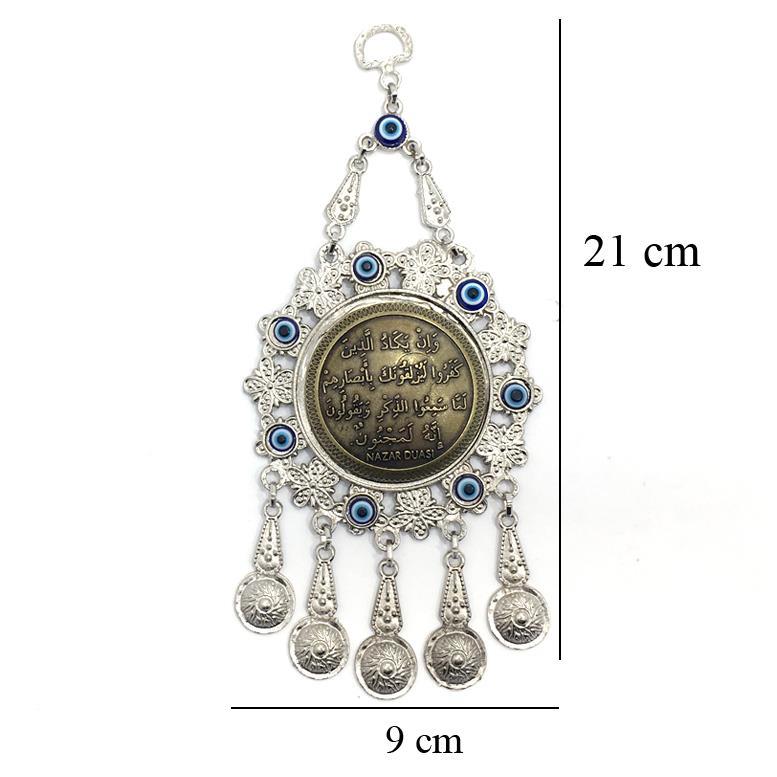 Dekoratif Yuvarlak Nazar Boncuklu Nazar Duası Metal Süs Eşyası Hediyelik Eşya Askılı Kapı Süsü