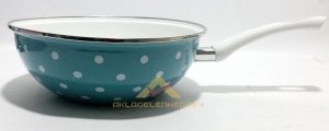 DIŞI DESENLİ İÇİ KAR BEYAZ 28cm EMAYE WOK TAVA