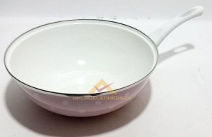 DIŞI DESENLİ İÇİ KAR BEYAZ 28cm EMAYE WOK TAVA