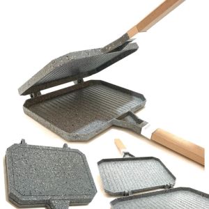Groblon Granit Ocaküstü Tost Makinesi Gril Tam Açılabilir Izgara